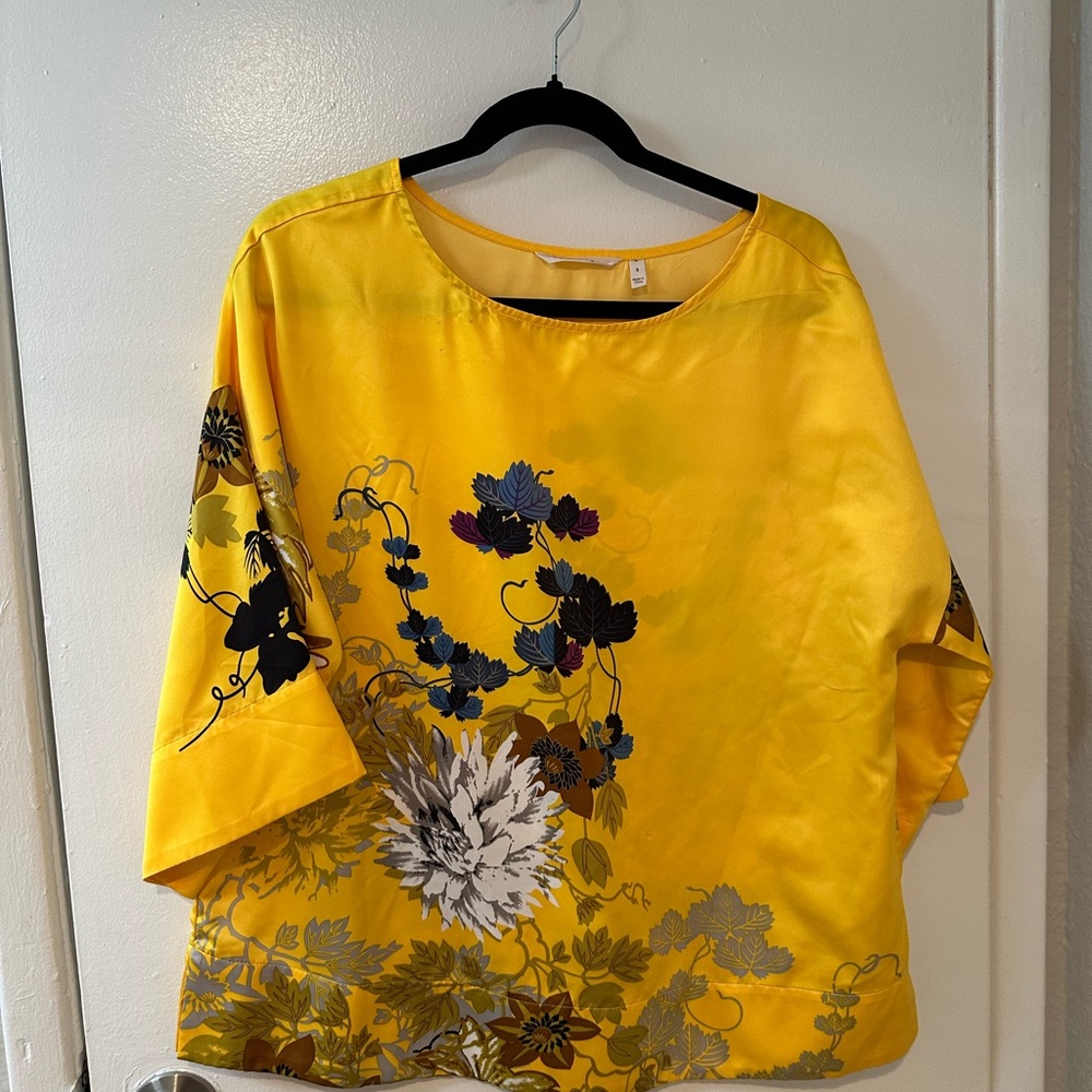 Soft Surroundings Yellow Floral Blouse